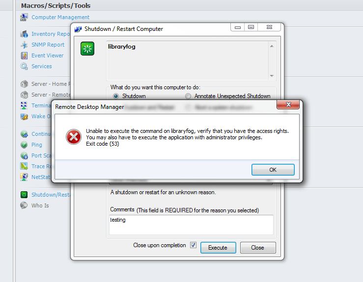 Unable to Execute Command